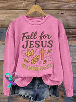Vintage Jesus Art Print Casual Sweatshirt Pink / S