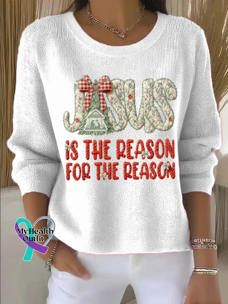 Vintage Jesus Art Print Casual Sweatshirt White / S