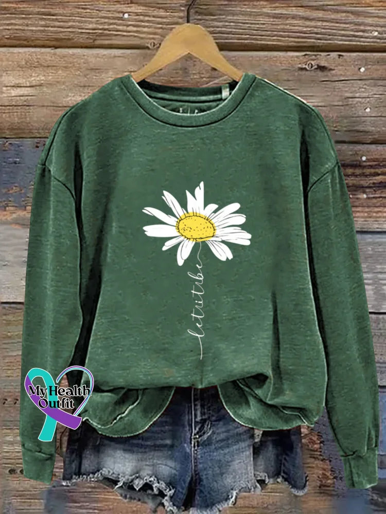 Vintage Let It Be Art Print Casual Sweatshirt Green / S