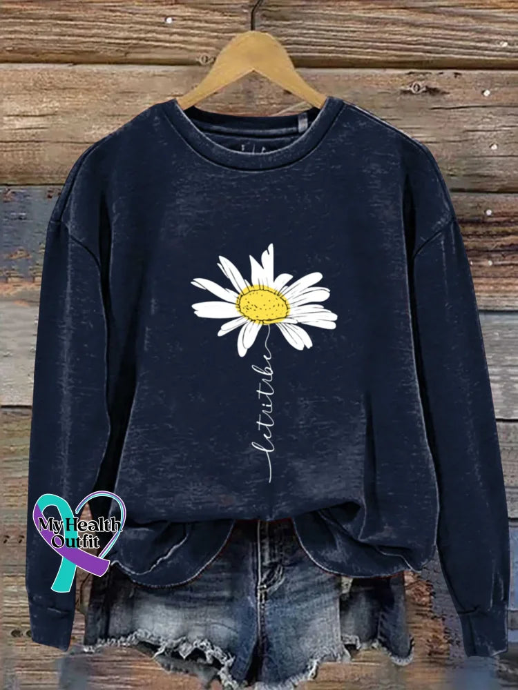 Vintage Let It Be Art Print Casual Sweatshirt Navy Blue / S