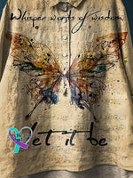 Vintage Love And Peace Art Print Casual Cotton Linen Shirt