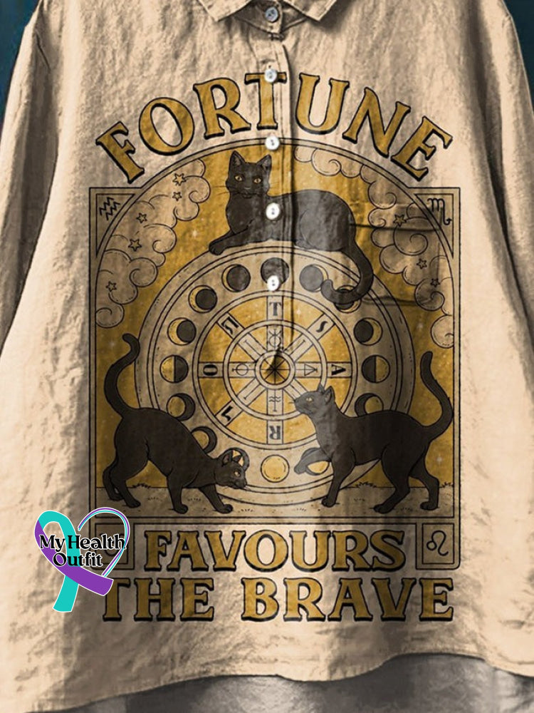 Vintage Love And Peace Art Print Casual Cotton Linen Shirt