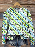Vintage Love And Peace Art Print Casual Sweatshirt Multicolor / S