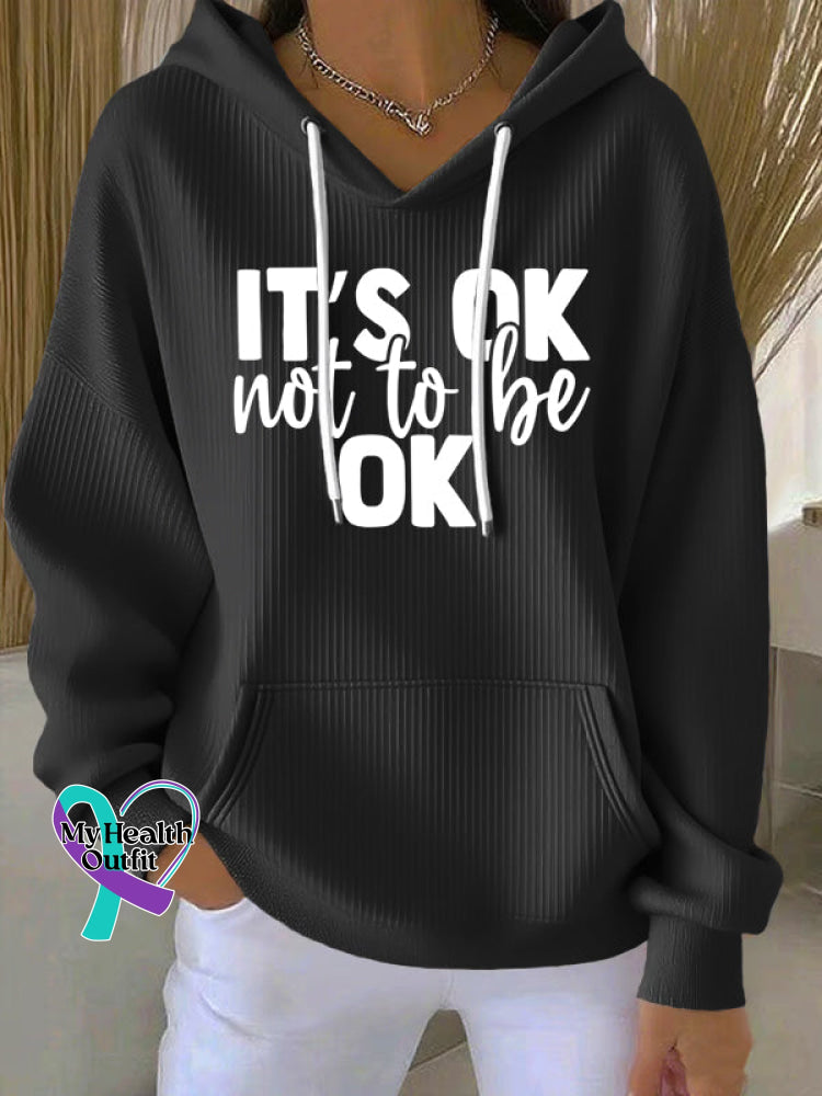 Vintage Mental Health Awareness Art It’s Ok Not To Be Ok Casual Hoodie Sweatshirt Black / S