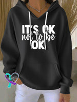 Vintage Mental Health Awareness Art It’s Ok Not To Be Ok Casual Hoodie Sweatshirt Black / S