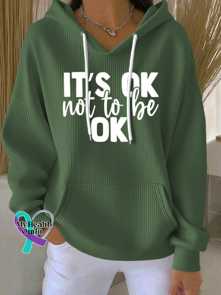 Vintage Mental Health Awareness Art It’s Ok Not To Be Ok Casual Hoodie Sweatshirt Green / S