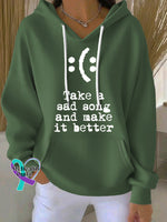 Vintage Take A Sad Song And Make It Better Art Casual Hoodie Sweatshirt Green / S