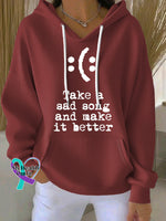 Vintage Take A Sad Song And Make It Better Art Casual Hoodie Sweatshirt Red / S