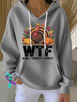 Vintage Thanksgiving Day Hooded Turkey Print Comfy Hoodie Gray / S arrivals