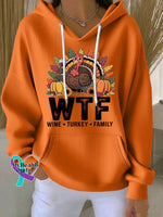Vintage Thanksgiving Day Hooded Turkey Print Comfy Hoodie Orange / S arrivals
