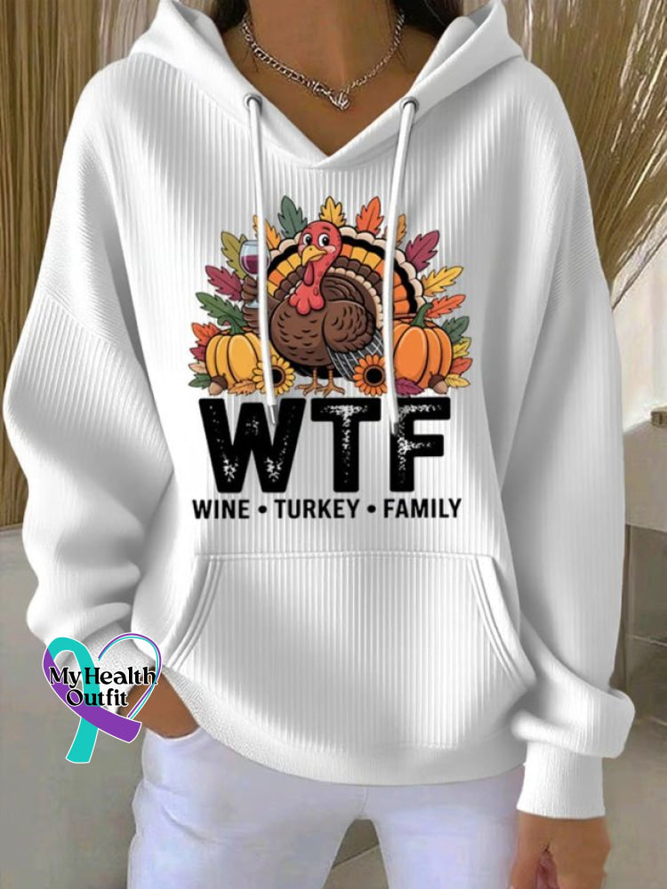 Vintage Thanksgiving Day Hooded Turkey Print Comfy Hoodie White / S arrivals