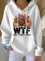 Vintage Thanksgiving Day Hooded Turkey Print Comfy Hoodie White / S arrivals