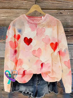 Vintage Valentine’s Day Art Print Casual Sweatshirt Multicolor / S
