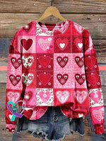 Vintage Valentine’s Day Art Print Casual Sweatshirt Multicolor / S