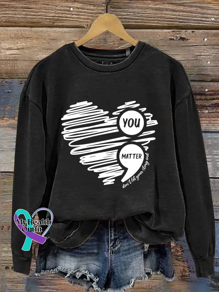 Vintage You Matter Art Print Casual Sweatshirt Black / S