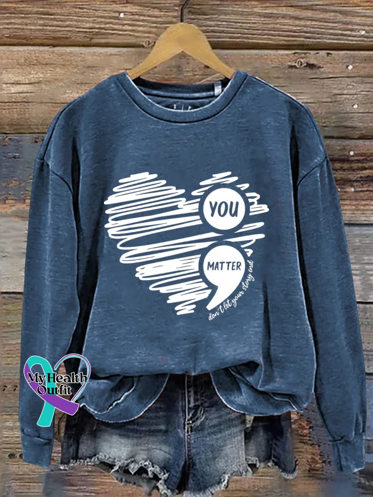 Vintage You Matter Art Print Casual Sweatshirt Blue / S