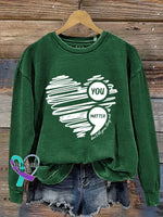 Vintage You Matter Art Print Casual Sweatshirt Green / S