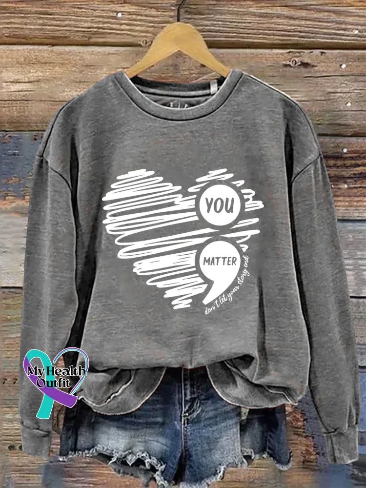 Vintage You Matter Art Print Casual Sweatshirt Grey / S