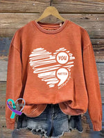 Vintage You Matter Art Print Casual Sweatshirt Orange / S