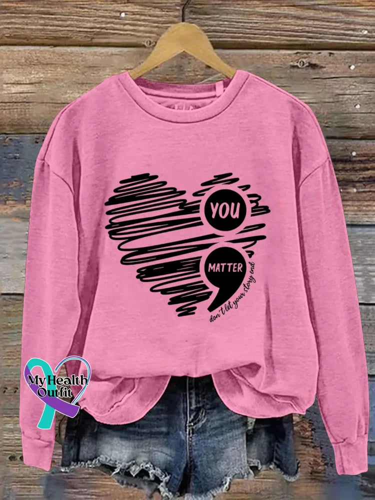 Vintage You Matter Art Print Casual Sweatshirt Pink / S