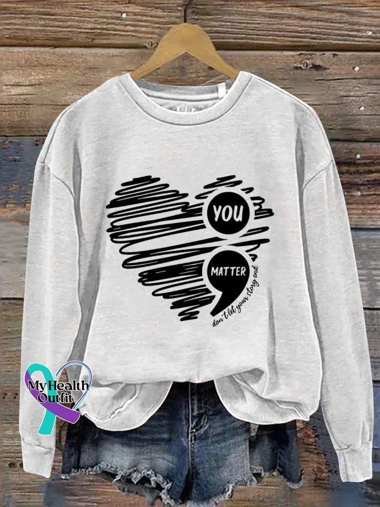 Vintage You Matter Art Print Casual Sweatshirt White / S