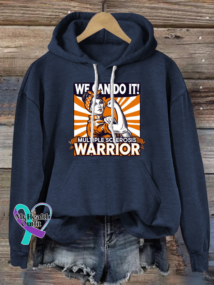 We Can Do It Multiple Sclerosis Warrior Printed Casual Hoodie NavyBlue / S