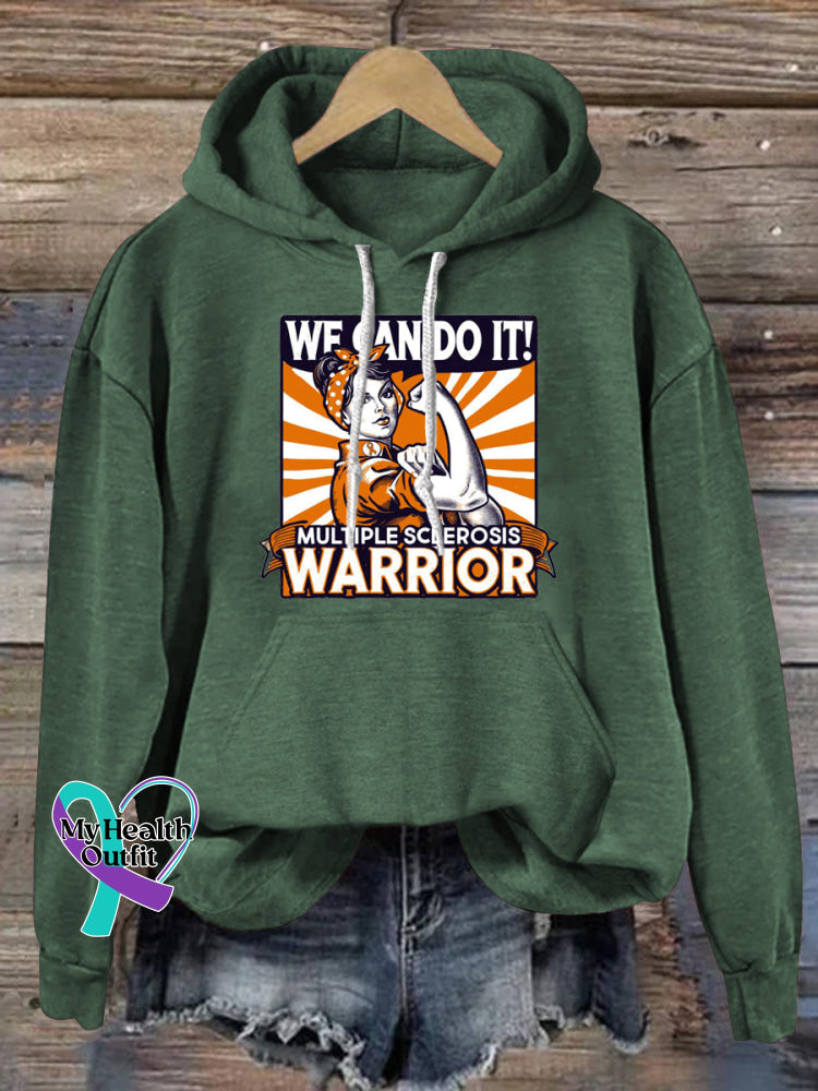 We Can Do It Multiple Sclerosis Warrior Printed Casual Hoodie OliveGreen / S