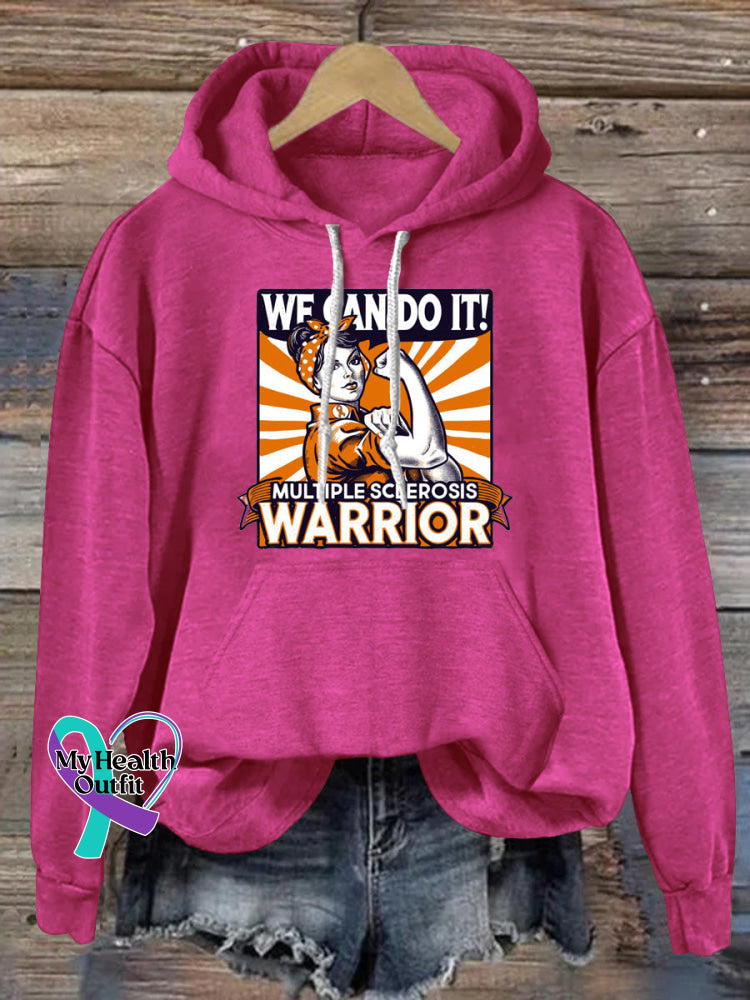 We Can Do It Multiple Sclerosis Warrior Printed Casual Hoodie RoseRed / S