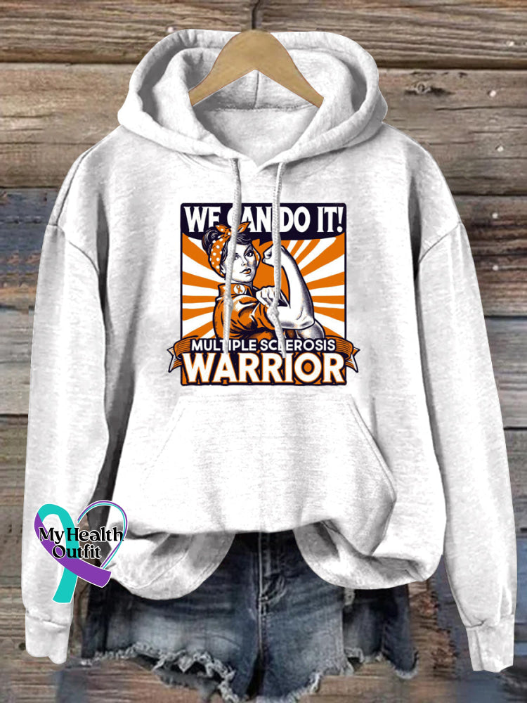 We Can Do It Multiple Sclerosis Warrior Printed Casual Hoodie White / S