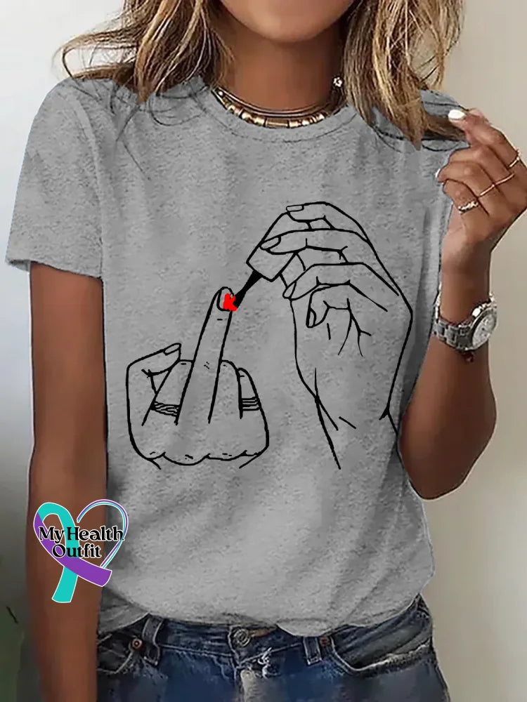 Wearing Nail Polish Print T-shirt Grey / S