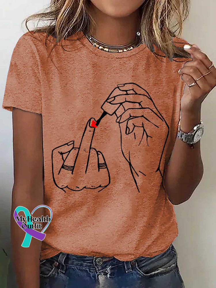 Wearing Nail Polish Print T-shirt Orange / S