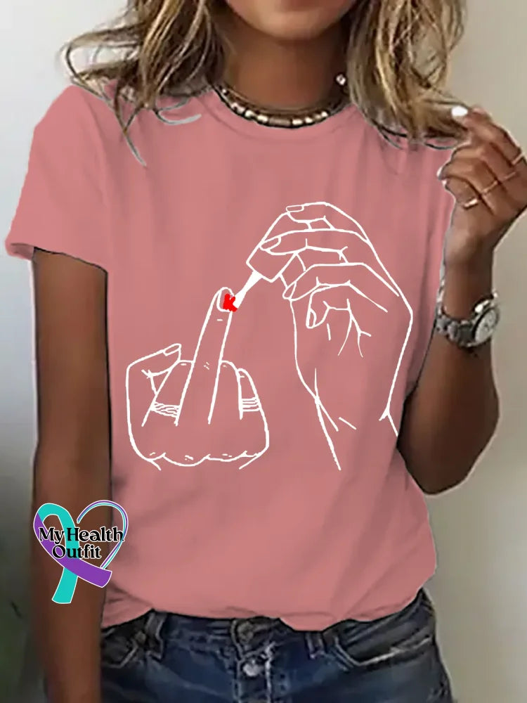 Wearing Nail Polish Print T-shirt Pink / S
