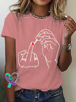 Wearing Nail Polish Print T-shirt Pink / S