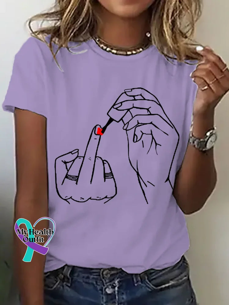 Wearing Nail Polish Print T-shirt Purple / S