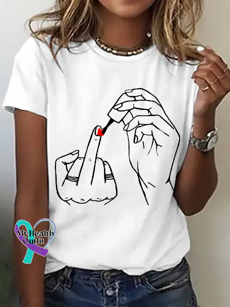 Wearing Nail Polish Print T-shirt White / S