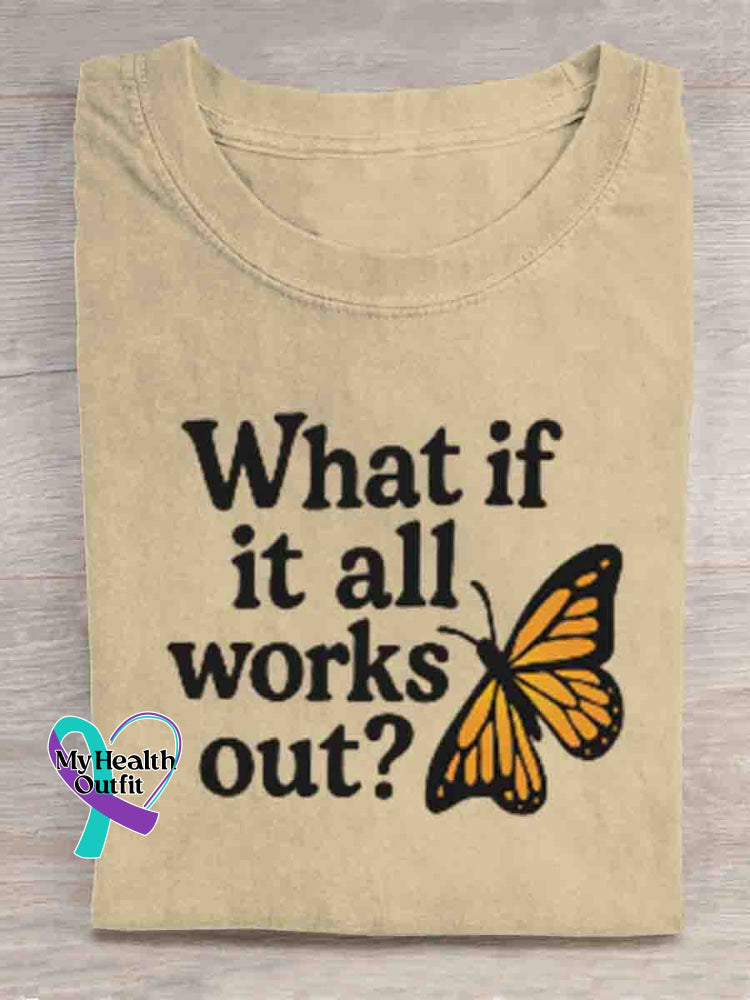 What If It All Works Out Mental Health Awareness Art T shirt Apricot / S