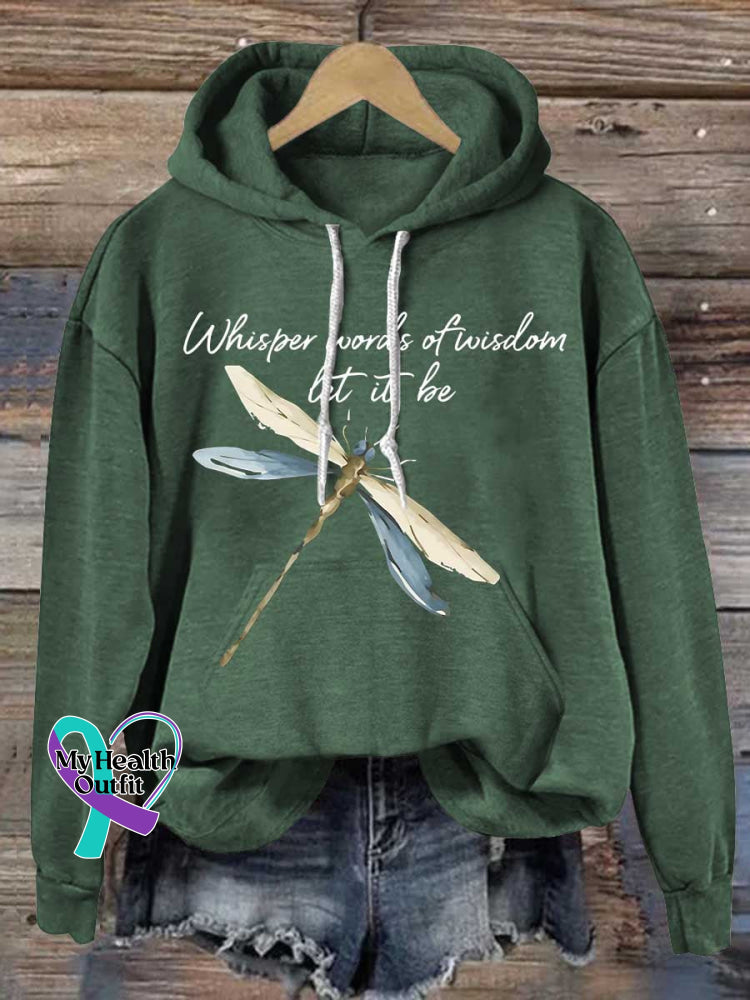 Whisper Words Of Wisdom Let It Be Dragonfly Casual Hoodie Sweatshirt Green / S