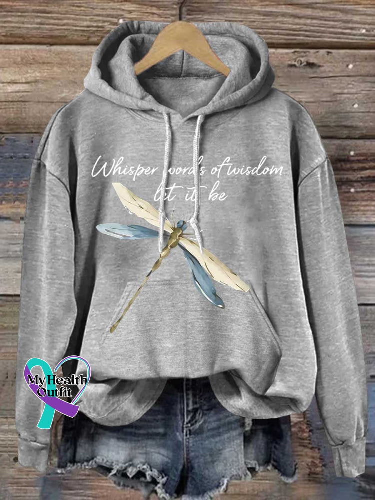 Whisper Words Of Wisdom Let It Be Dragonfly Casual Hoodie Sweatshirt Grey / S