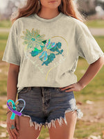 Whisper Words of Wisdom Let It Be Dragonfly Retro Distressed Washed Cotton T-shirt Sand / S