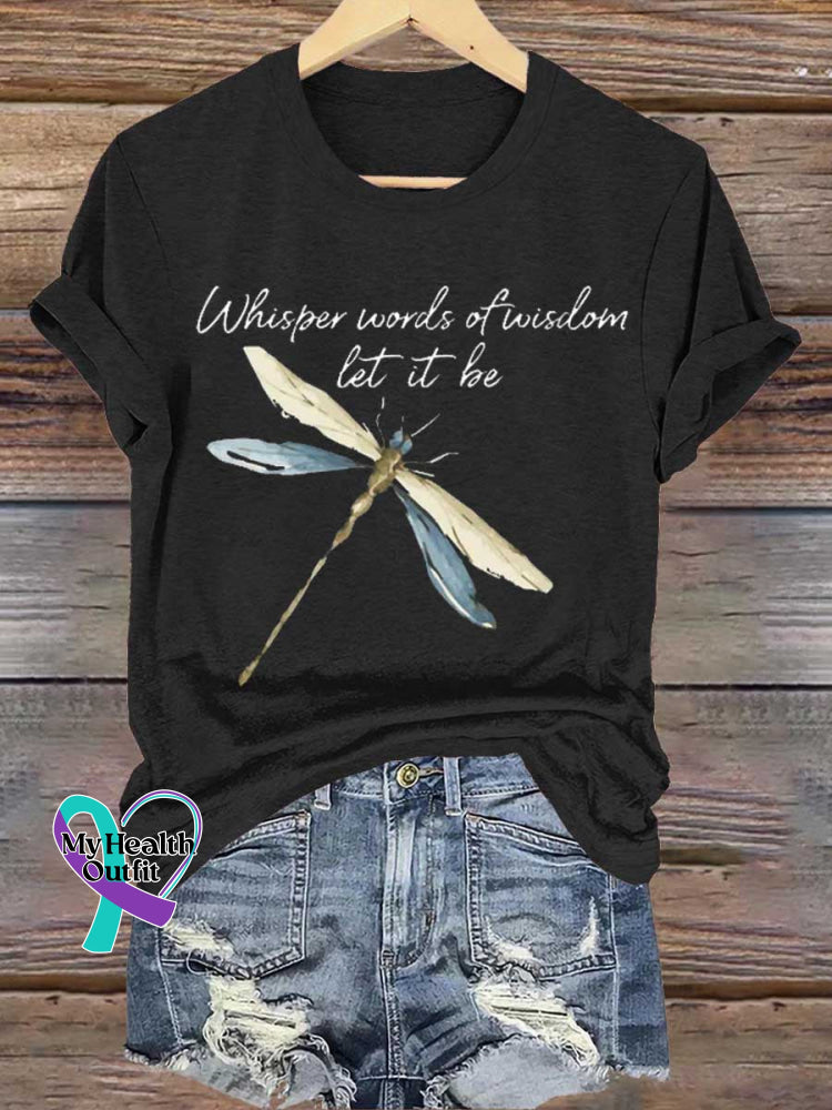 Whisper Words Of Wisdom Let It Be Dragonfly T-Shirt Black / S