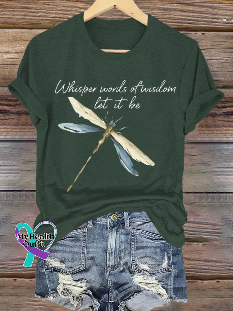 Whisper Words Of Wisdom Let It Be Dragonfly T-Shirt Green / S
