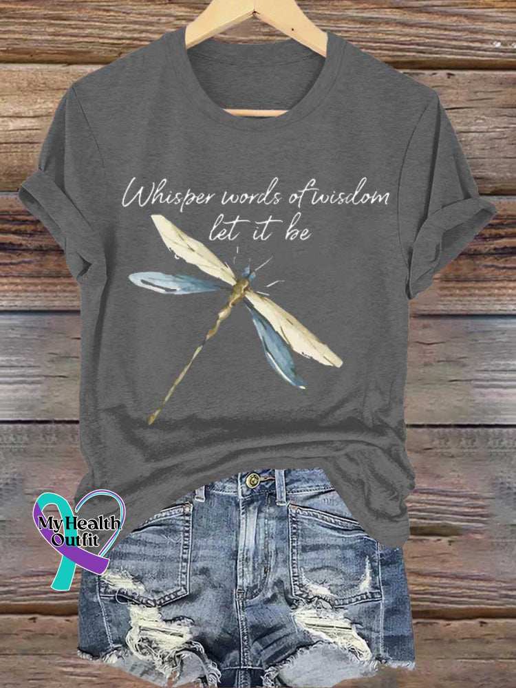 Whisper Words Of Wisdom Let It Be Dragonfly T-Shirt Grey / S