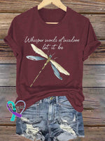 Whisper Words Of Wisdom Let It Be Dragonfly T-Shirt Red / S