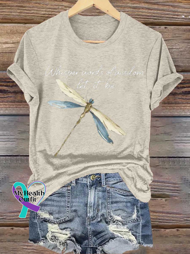 Whisper Words Of Wisdom Let It Be Dragonfly T-Shirt Sand / S