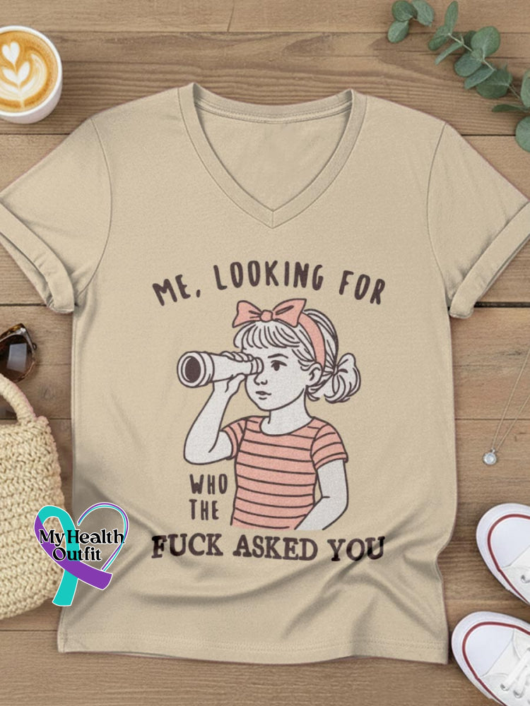 Who The Fuck Asked You Art V-neck Casual T-Shirt Khaki / S