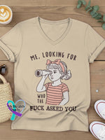 Who The Fuck Asked You Art V-neck Casual T-Shirt Khaki / S