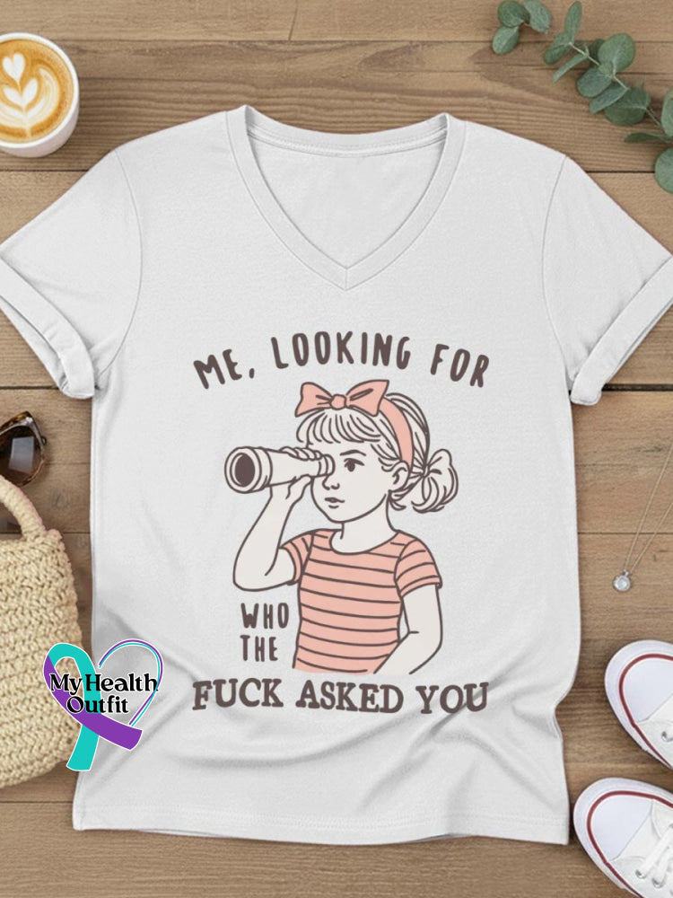 Who The Fuck Asked You Art V-neck Casual T-Shirt White / S