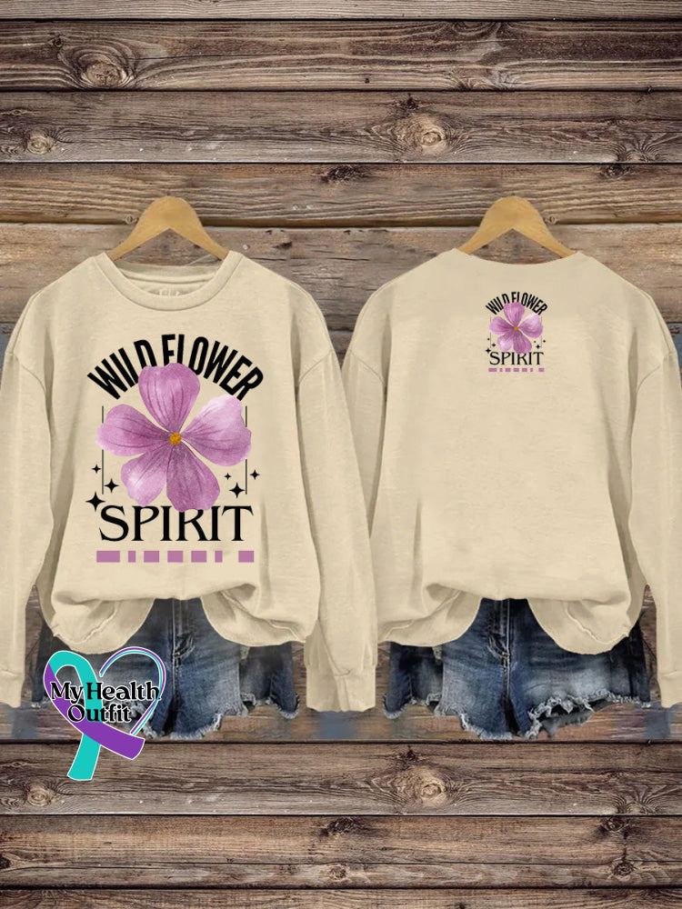 Wildflower Spirit Print Casual Sweatshirt Beige / S