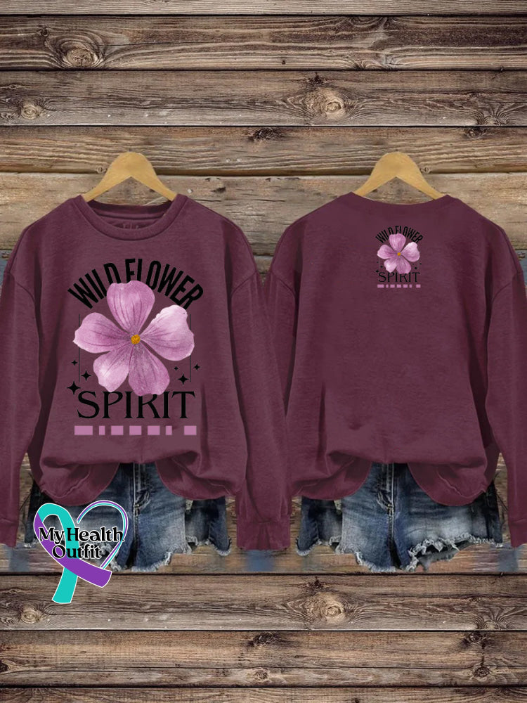Wildflower Spirit Print Casual Sweatshirt Brown / S