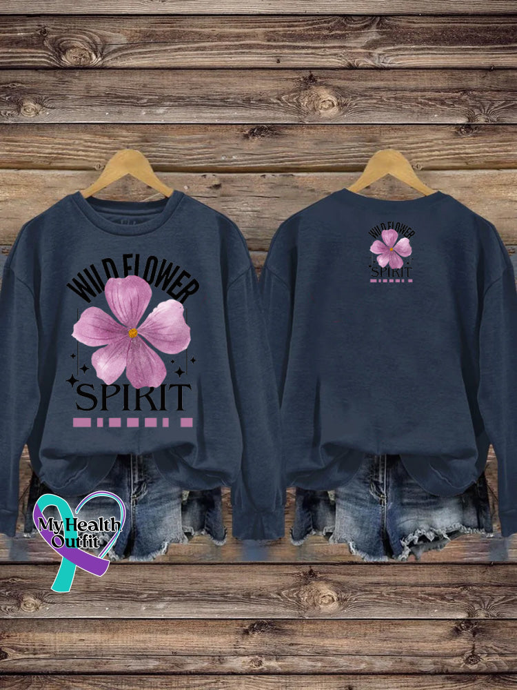 Wildflower Spirit Print Casual Sweatshirt NavyBlue / S